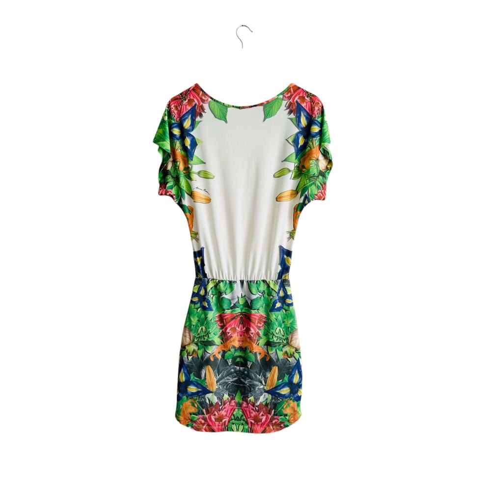 Morena Rosa Brazilian Tropical Floral Printed Logo Blouson Short Sleeve Dress XS - Picture 6 of 9